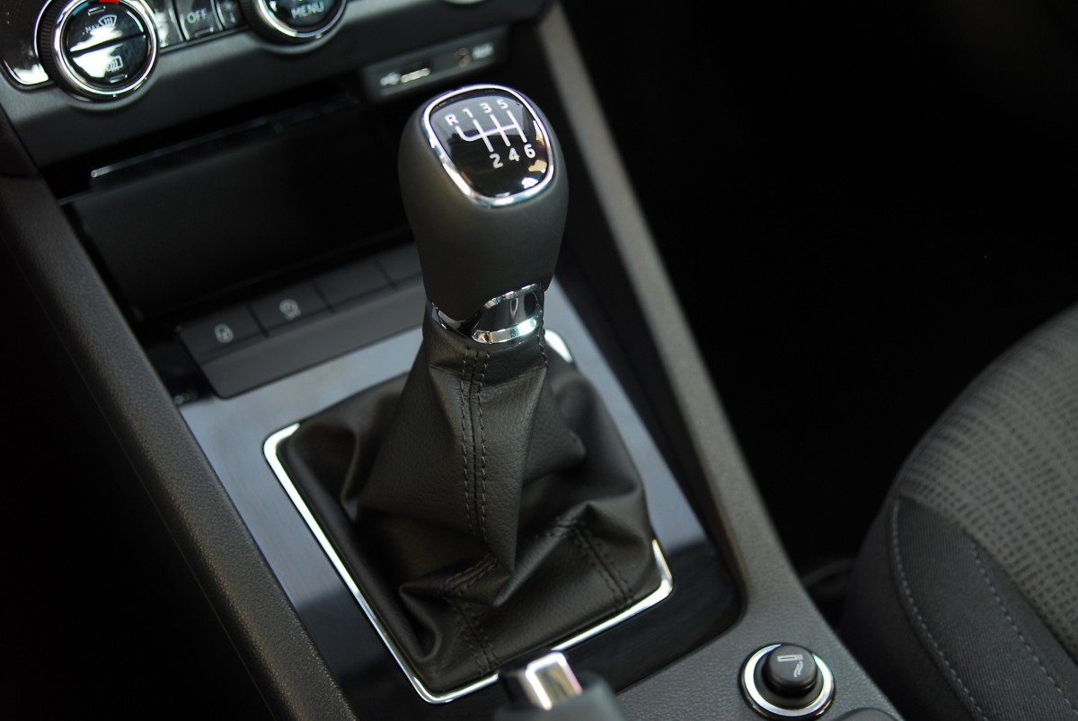 Gear shift in car with manual transmission